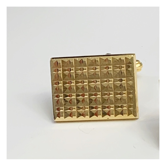 vintage MCM mid century modern rectangular cut gold tone cufflinks - Picture 11 of 11